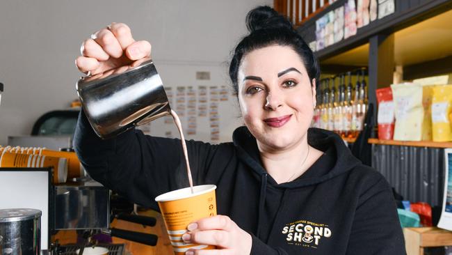 ANikki Palombi from Second Shot at Port Adelaide has been voted Adelaide’s best barista. Picture: Brenton Edwards