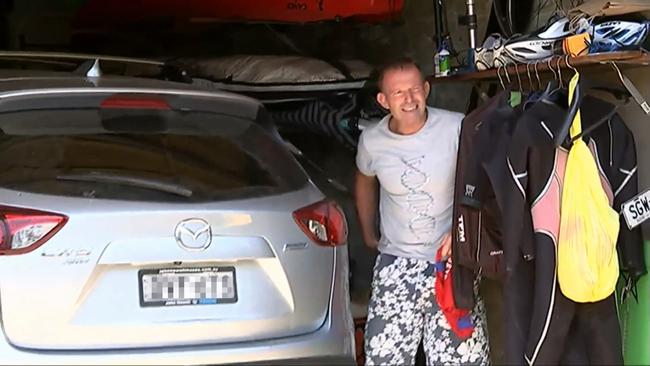 Tony Abbott, the member for Warringah, emerges from his Forestville home yesterday, the day former Olympic skier and barrister Zali Steggall announced she would contest his seat as an independent in the next federal election. Picture: ABC