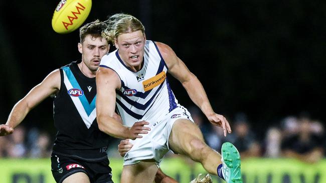 Hayden Young looks a force in the middle for Fremantle, impressing again in that position against Port Adelaide on the weekend. Picture: Getty Images