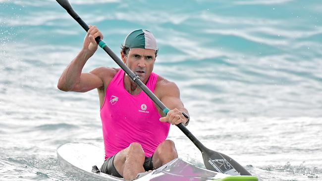 Chris Maynard in action today at the Queensland surf life saving state championships. Picture: Surf life saving Queensland.