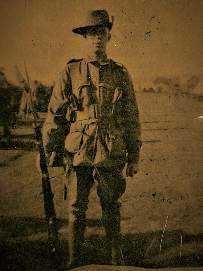 “My grandfather Eric Godfrey Eckford WWI veteran, born in Maitland, NSW; died in Coffs Harbour NSW. Served in Gallipoli and France from 1915 to 1918. His brother Harley Muir Eckford also served but was killed in France 1917, aged 22. The extracts are from his service Bible which he carried with him.” Picture: Supplied by Peter Eckford