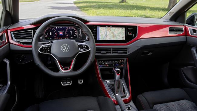 The GTI brings plenty of colour to the Polo’s interior.