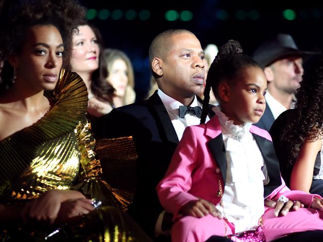 Singer Solange Knowles, hip hop artist Jay-Z and daughter Blue Ivy Carter.