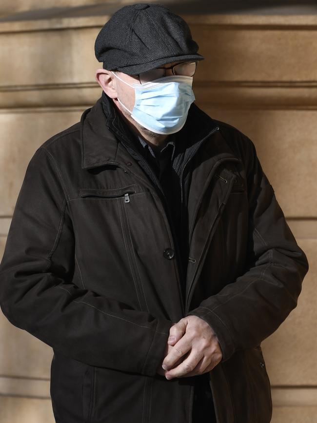 Giulio Pederiva outside the Adelaide District Court, where he was sentenced for possessing child exploitation material Picture: NCA NewsWire/Naomi Jellicoe