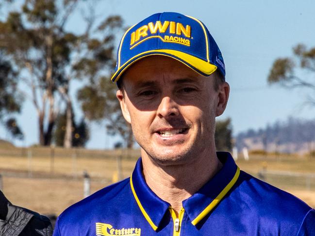 Premier Peter Gutwein with driver Mark Winterbottom and Minister Sarah Courtney.  Supercars event at Symmons Plains.  Picture: Angryman Photography
