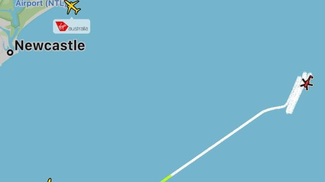 A major search is underway with rescue helicopters currently visible on the flight radar flying back and forth in a search pattern, over the ocean off Newcastle.