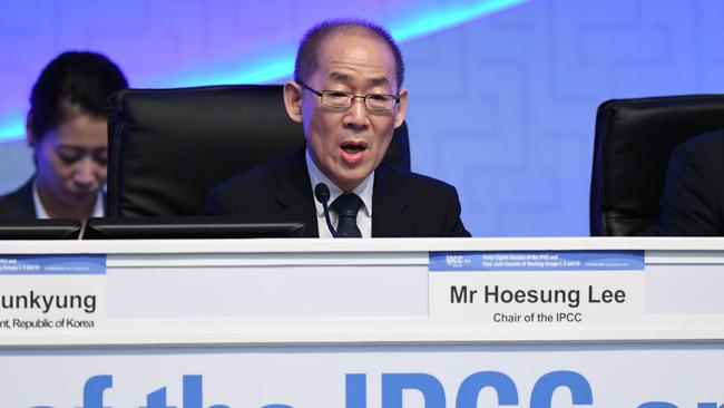 Hoesung Lee, chair of the IPCC, speaks during the opening ceremony of the 48th session of the Intergovernmental Panel on Climate Change (IPCC) this week.