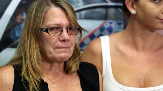 Shandee Blackburn's mum, Vicki, and sister, Shannah, speak to the media days after her 2013 murder. Photographer: Liam Kidston.