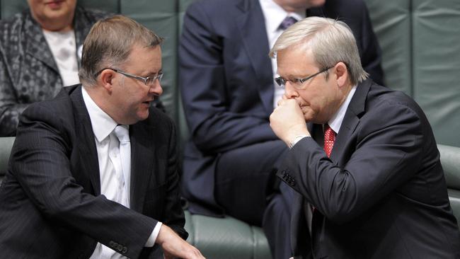 Albanese as Infrastructure Minister with then-prime minister Kevin Rudd. Picture: AAP