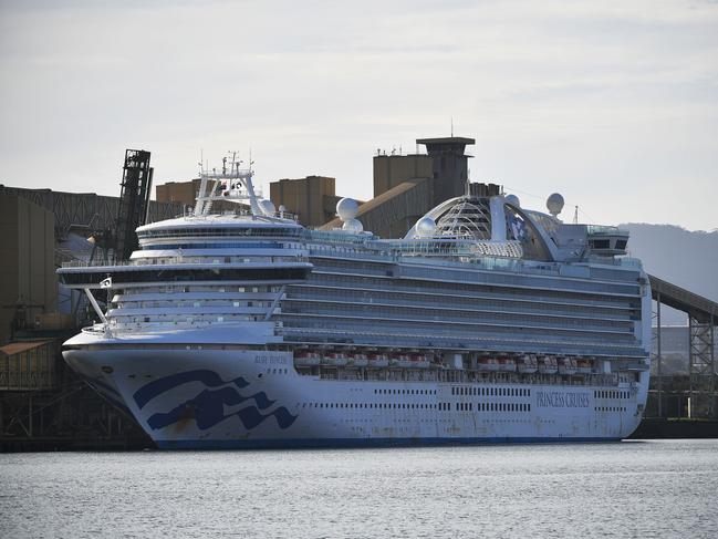 The Ruby Princess cruise ship, docked at Port Kembla. Picture: AFP