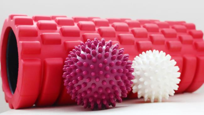 Massage foam rollers have beciome a routine part of cool-downs. Picture: Supplied