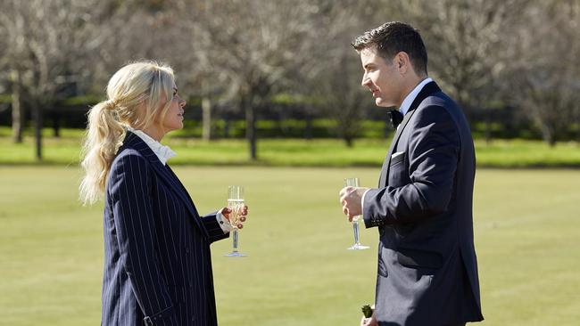 Bachelor Stu Laundy meets Sophie Monk for the first time on The Bachelorette. Picture: Channel 10