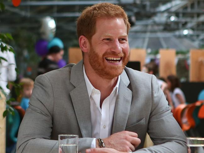 The image showing Prince Harry on his own at the Dopatch startup hub in 2018. Picture: Getty Images