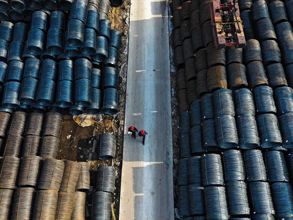 A wholesale steel market in Shenyang, in northeastern China's Liaoning province on April 11. Picture: AFP/ China OUT