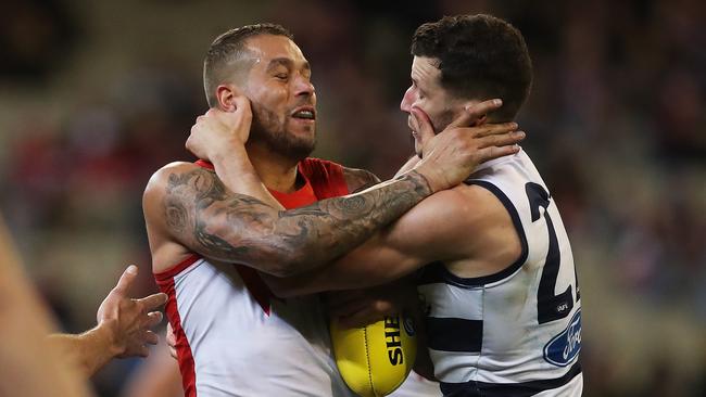 Lance Franklin also had a tough night. Picture: Phil Hillyard