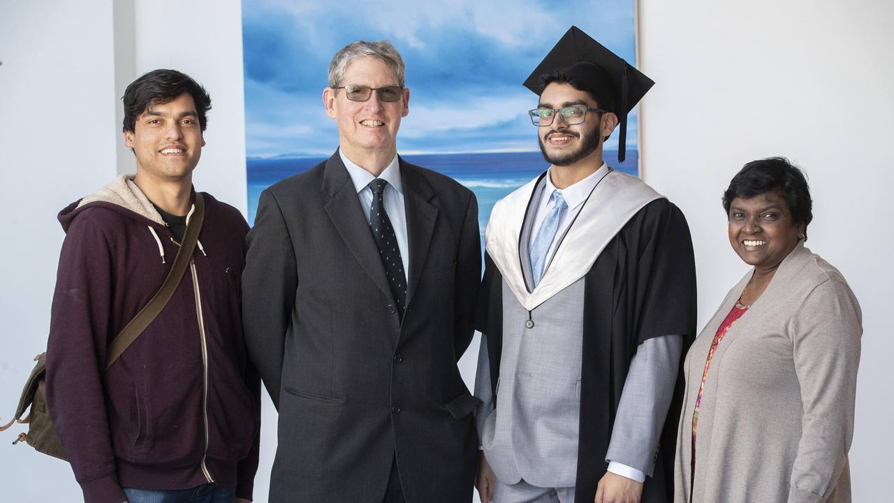 UTAS Graduation at the Hotel Grand Chancellor Hobart, Bryce, Nigel, Liam and Kamlesh Andrews all of Hobart. Picture: Chris Kidd