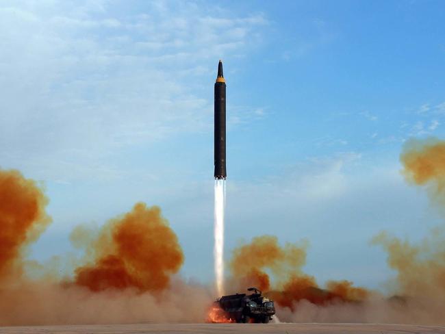 North Korea’s latest missile launch sparked condemnation across the globe. Picture: KCNA/AP