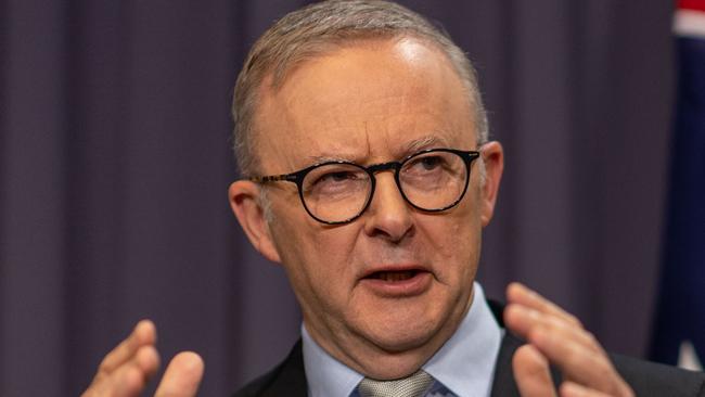 CANBERRA, AUSTRALIA - NewsWire Photos MARCH 29, 2023: Prime Minister, Anthony Albanese with the Minister for Industry and Science, Ed Husic spoke to the media during a press conference in Parliament House in Canberra.Picture: NCA NewsWire / Gary Ramage