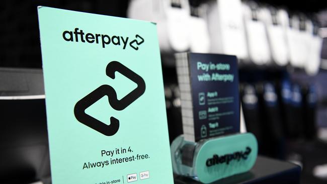 SYDNEY, AUSTRALIA - NewsWire Photos APRIL, 24, 2021: An Afterpay sign is seen in a shop in Sydney. Picture: NCA NewsWire/Bianca De Marchi