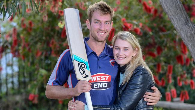 Will Bosisto in Adelaide with his girlfriend Olivia Saunders. Picture: BRENTON EDWARDS