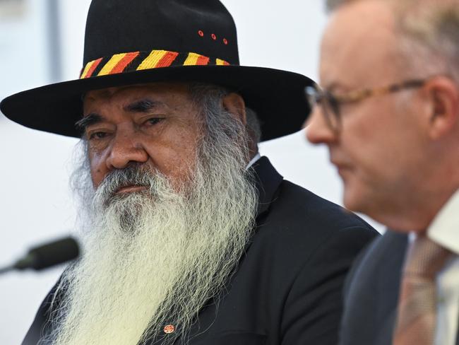 Special Envoy for Reconciliation, Senator Patrick Dodson, with Anthony Albanese. Picture: NCA NewsWire/Martin Ollman