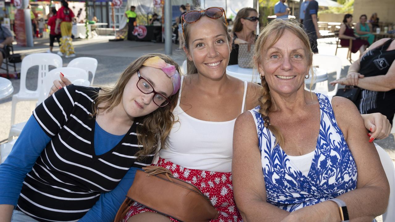 Lunar New Year at Caboolture. Rae Harwood, Samantha Robertson and Marina Robertson, of Beachmere. Picture: Dominika Lis