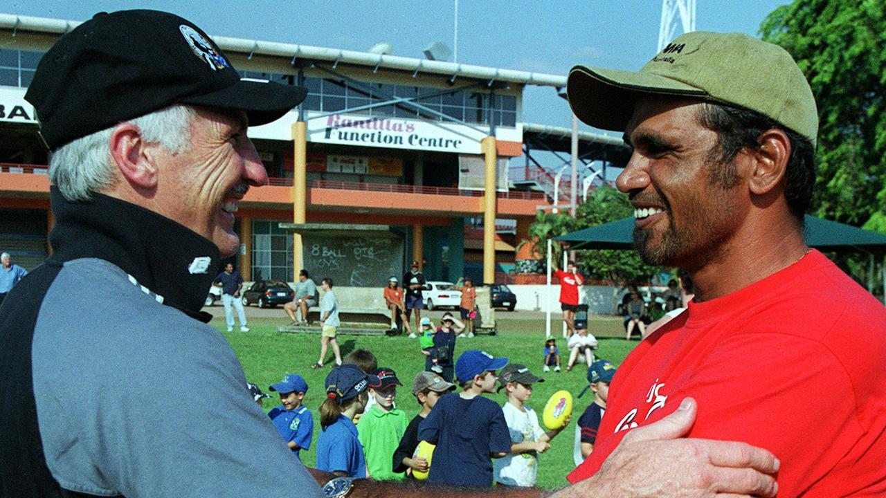 Mick Malthouse and former Eagle Chris Lewis.