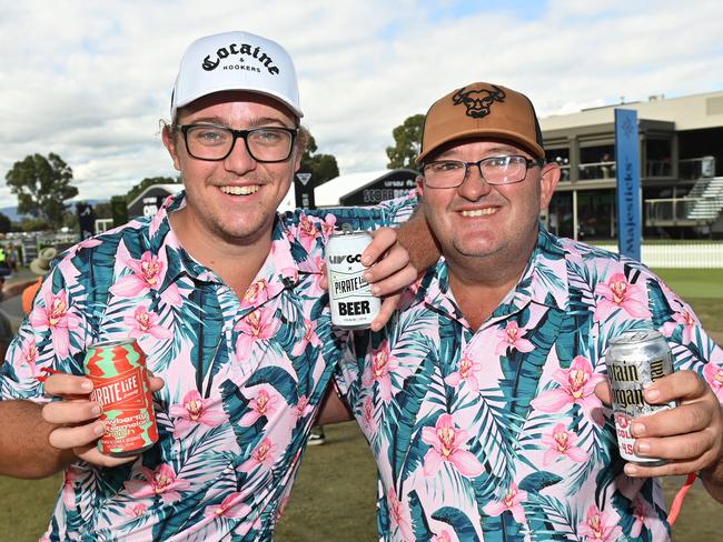 21/4/23. LIV Golf tournament at Grange Golf Course - Jordan and Ken Speare from the Sunshine Coast. Picture: Keryn Stevens