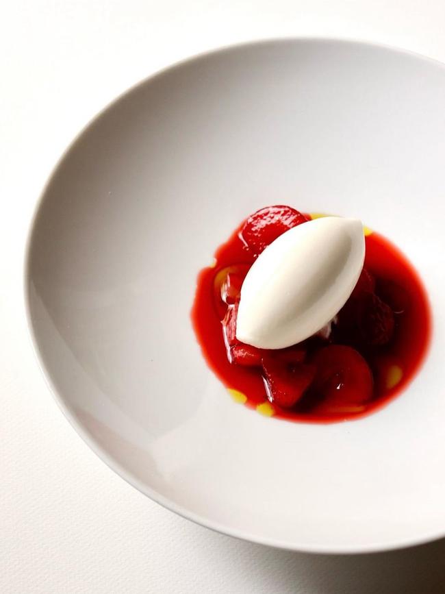 Strawberry &amp; Cream dessert at new Hobart restaurant Pitzi. Picture: Supplied