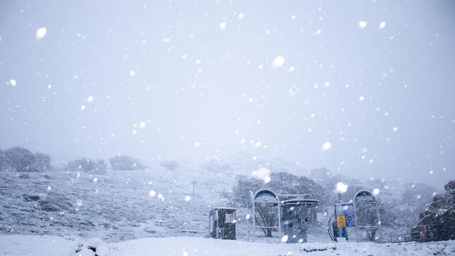 Wintry goodness has arrived! It’s only Autumn and fresh snow has already begun falling in NSW. Picture: Perisher