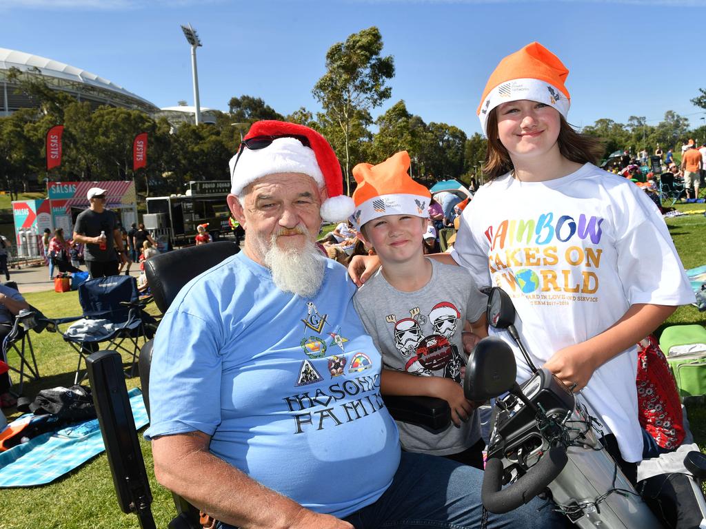 Eric Long with grandkids Matty and Georgia. Picture: AAP / Keryn Stevens