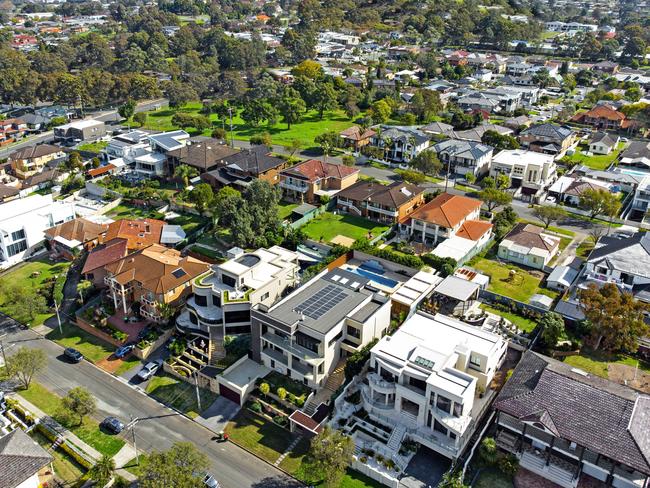 RECORD SALE IN BANKSTOWN:  82 Fenwick St, Bankstown sold for a breaking breading $3.5m - the highest price ever paid for a house in Bankstown.  Aerial images show the home is on a strip with other large houses. Picture: Pace Property. NSW real estate.