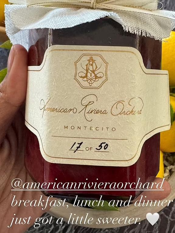 She had sent 50 handmade jars of jam out to select friends and influencers. Picture: Instagram