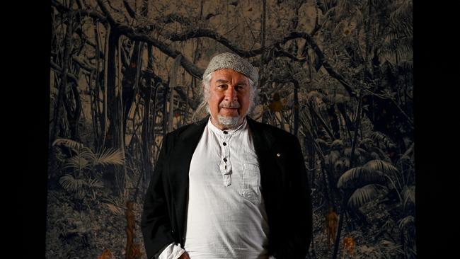 The Dingo Project exhibition curator Djon Mundine at the Ngununggula, Southern Highlands Regional Gallery, in Bowral, NSW.