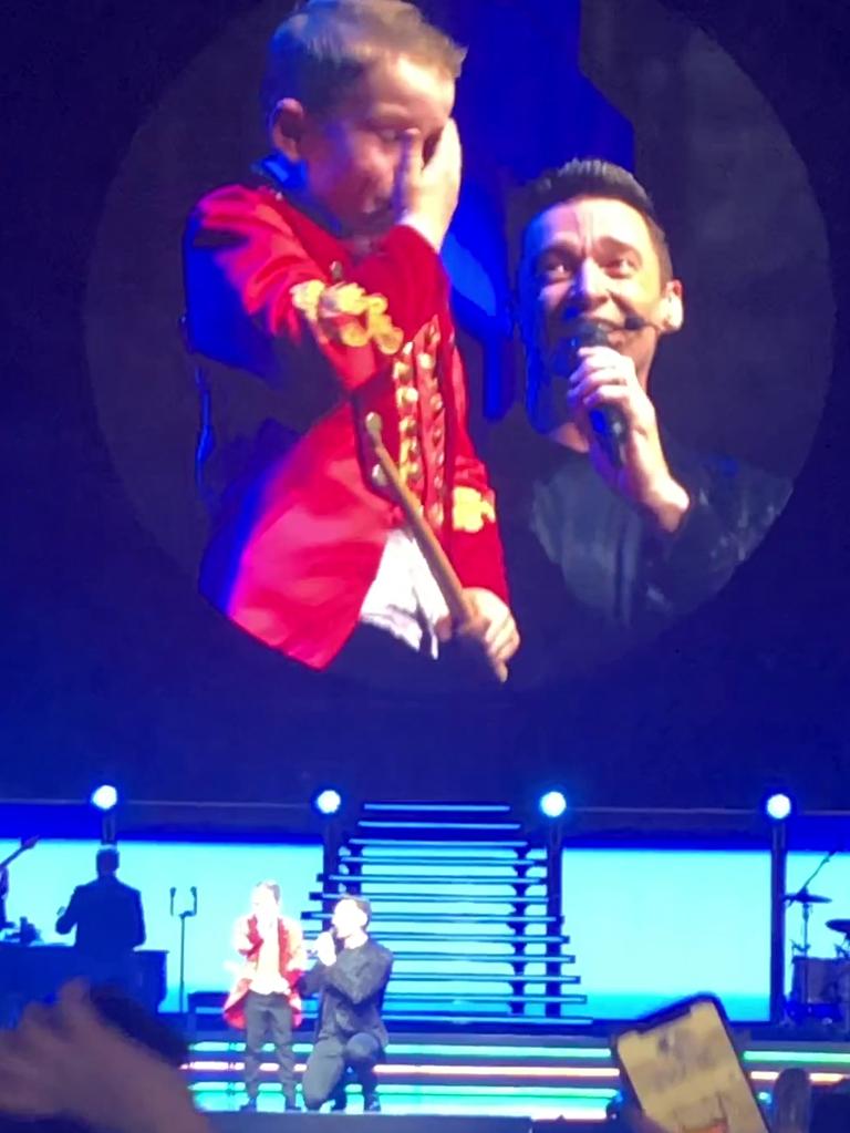 Hugh Jackman cemented his reputation as the nicest man in showbiz last night at his show at Qudos Bank Arena. Jackman took a young boy from the crowd and sang with him on stage.