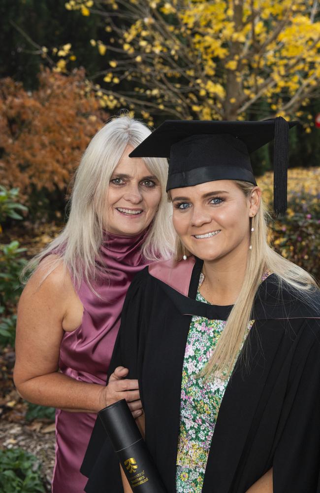 Sue Edwards congratulates daughter Paige Edwards on her Bachelor of Education (Primary) graduation at a UniSQ graduation ceremony at The Empire, Tuesday, June 25, 2024. Picture: Kevin Farmer