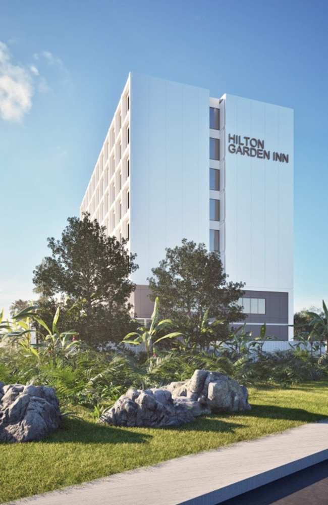 New architectural drawings of the Hilton Garden Inn, which was proposed to be built next to Queensland Country Bank Stadium. Picture: Conrad Gargett.