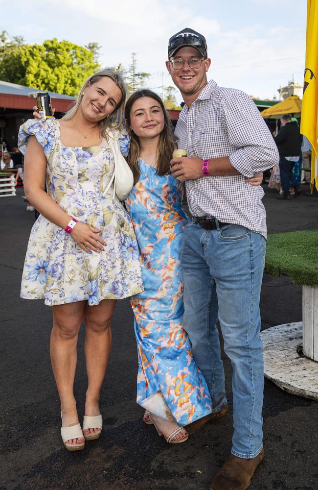 At Weetwood raceday are (from left) Lucy Wright, Kayla Lampe and Caleb Joyce at Clifford Park, Saturday, September 28, 2024. Picture: Kevin Farmer