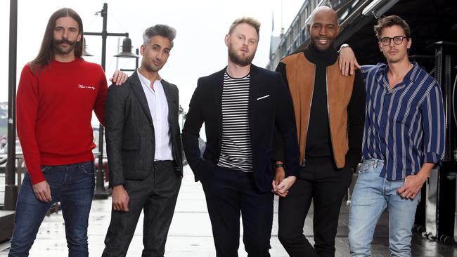 The Cast of Queer Eye, left to right, Jonathan Van Ness, Tan France, Bobby Berk, Karamo Brown and Antoni Porowski. Picture: James Croucher