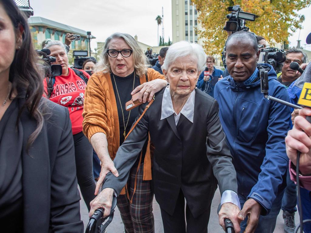 Joan VanderMolen, the sister of Kitty Menendez and a longtime supporter of the brothers who wants to see them released, arrives at the Van Nuys West Courthouse to attend the hearing. Picture: AFP