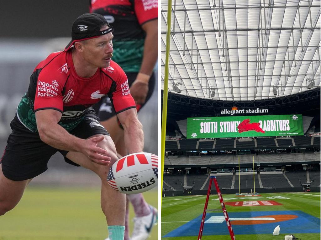 Damien Cook and the Rabbitohs in Las Vegas.