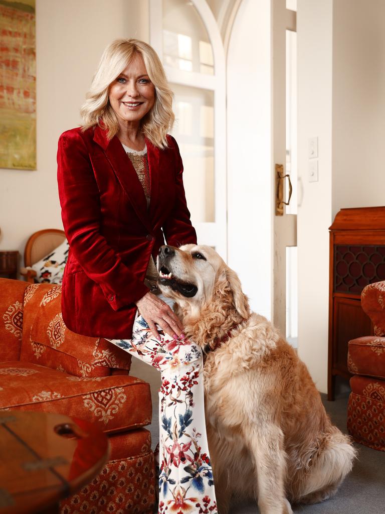 Kerri-Anne Kennerley at her former Woollahra home with her dog "Digger". Picture: Sam Ruttyn