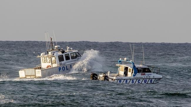 Water Police and VMR Southport rescue boats on their way to the incident. Picture: Jerad Williams