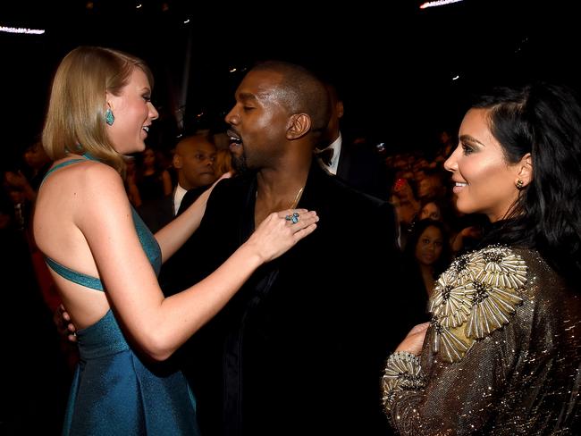 In 2015, there was a momentary truce between Taylor Swift and the Kardashian-Wests. Picture: Getty Images