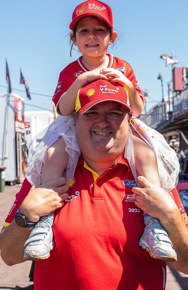 Olivia Sansom and Glen Sansom at the 2023 Darwin Supercars. Picture: Pema Tamang Pakhrin