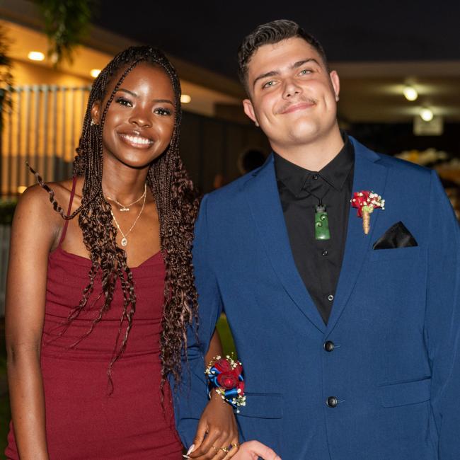 Nokutenda Machingura and Bailey Morton at Mackay State High School formal 2022.Picture: Michaela Harlow