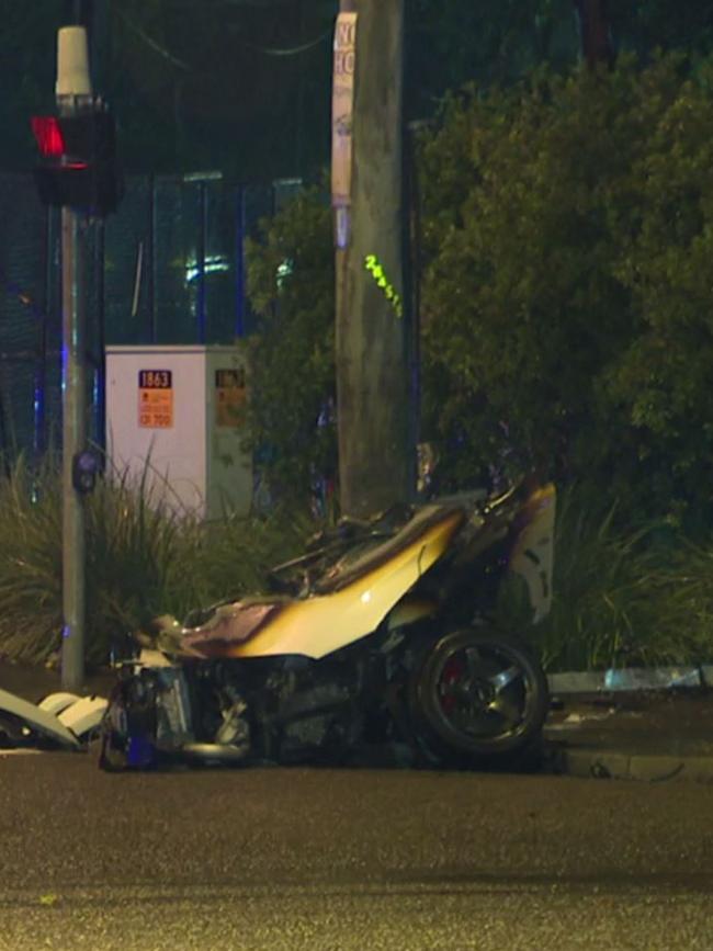 Mariam’s Mitsubishi Lancer split in half on impact. Picture: TNV