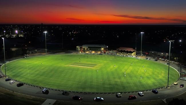 A drone image taken of Port Pirie's upgraded Memorial Oval. Picture: Mav Media