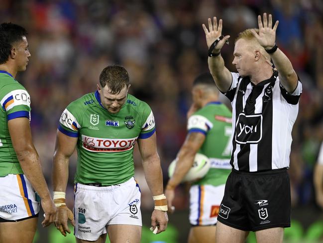 NRL 2024 RD01 Newcastle Knights v Canberra Raiders - Hudson Young, SIN BIN NRL PHOTOS