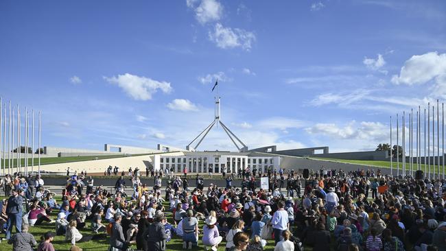 More than 5000 people attended the rally in Canberra. NCA NewsWire / Martin Ollman